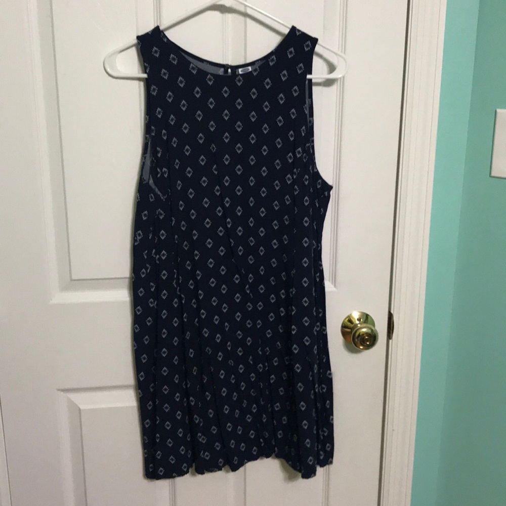 Navy pattern swing dress